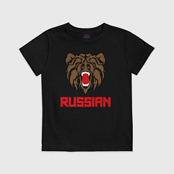 Футболка хлопковая детская Russian Bear, цвет: черный