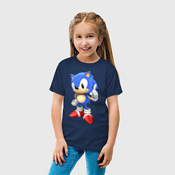 Футболка хлопковая детская Classic Sonic, цвет: тёмно-синий — фото 2