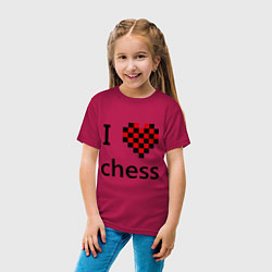 Футболка хлопковая детская I love chess, цвет: маджента — фото 2