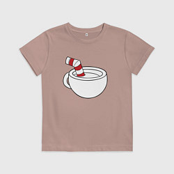 Футболка хлопковая детская Red Cuphead, цвет: пыльно-розовый