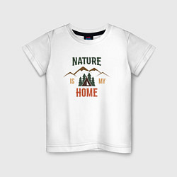 Футболка хлопковая детская Nature is my home, цвет: белый