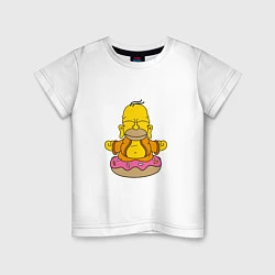 Футболка хлопковая детская Гомер на пончике, цвет: белый