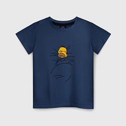 Футболка хлопковая детская Спящий Гомер, цвет: тёмно-синий