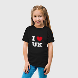 Футболка хлопковая детская I love UK, цвет: черный — фото 2