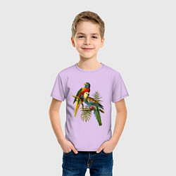 Футболка хлопковая детская Тропические попугаи, цвет: лаванда — фото 2