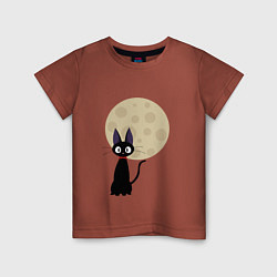 Футболка хлопковая детская Лунный кот, цвет: кирпичный