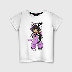 Футболка хлопковая детская Aphmau as a Cat, цвет: белый