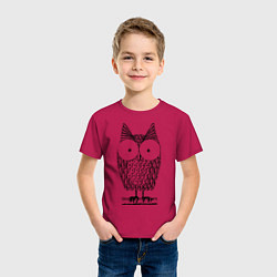Футболка хлопковая детская Owl grafic, цвет: маджента — фото 2