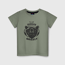 Футболка хлопковая детская Russian Grizzly, цвет: авокадо