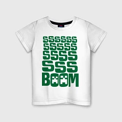 Футболка хлопковая детская Ssss boom, цвет: белый