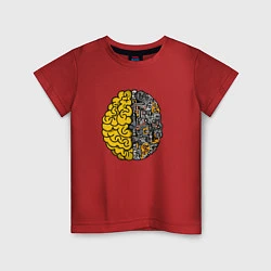 Футболка хлопковая детская Мозг инженера, цвет: красный