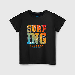 Футболка хлопковая детская Surfing Florida, цвет: черный