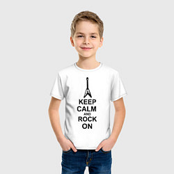 Футболка хлопковая детская Keep Calm & Rock On, цвет: белый — фото 2