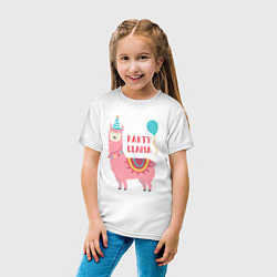 Футболка хлопковая детская Party Llama, цвет: белый — фото 2