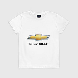 Футболка хлопковая детская Chevrolet логотип, цвет: белый
