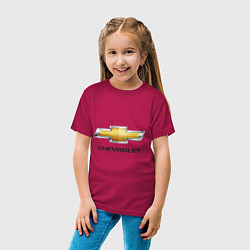 Футболка хлопковая детская Chevrolet логотип, цвет: маджента — фото 2