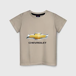 Футболка хлопковая детская Chevrolet логотип, цвет: миндальный