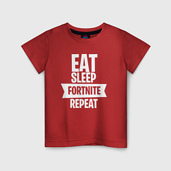 Футболка хлопковая детская Eat Sleep Fortnite Repeat, цвет: красный