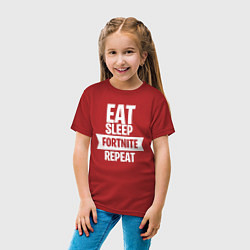 Футболка хлопковая детская Eat Sleep Fortnite Repeat, цвет: красный — фото 2