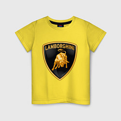 Футболка хлопковая детская Lamborghini logo, цвет: желтый