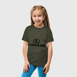Футболка хлопковая детская Lexus logo, цвет: меланж-хаки — фото 2