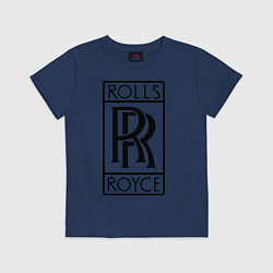 Футболка хлопковая детская Rolls-Royce logo, цвет: тёмно-синий