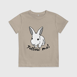 Футболка хлопковая детская Rabbit: follow me, цвет: миндальный
