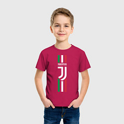 Футболка хлопковая детская FC Juventus: Italy, цвет: маджента — фото 2