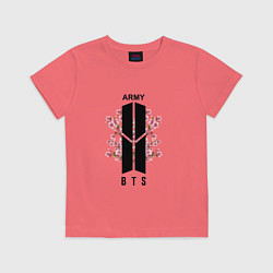 Футболка хлопковая детская BTS: Army Sakura, цвет: коралловый