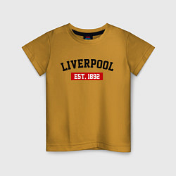 Футболка хлопковая детская FC Liverpool Est. 1892, цвет: горчичный