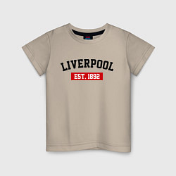 Футболка хлопковая детская FC Liverpool Est. 1892, цвет: миндальный