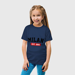 Футболка хлопковая детская FC Milan Est. 1899, цвет: тёмно-синий — фото 2