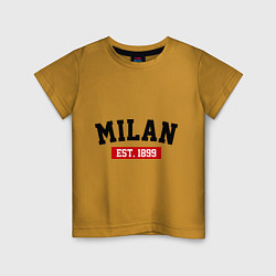 Футболка хлопковая детская FC Milan Est. 1899, цвет: горчичный