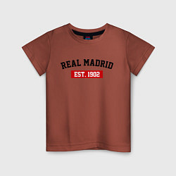 Футболка хлопковая детская FC Real Madrid Est. 1902, цвет: кирпичный