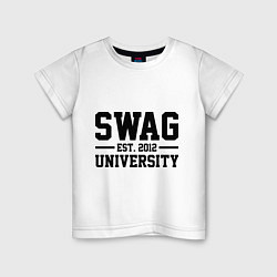 Футболка хлопковая детская Swag University, цвет: белый