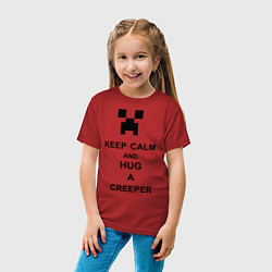 Футболка хлопковая детская Keep Calm & Hug A Creeper, цвет: красный — фото 2