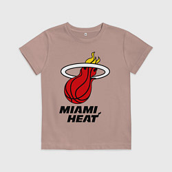 Футболка хлопковая детская Miami Heat-logo, цвет: пыльно-розовый