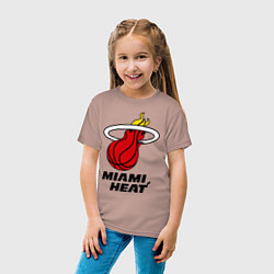Футболка хлопковая детская Miami Heat-logo, цвет: пыльно-розовый — фото 2