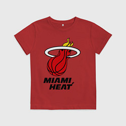 Футболка хлопковая детская Miami Heat-logo, цвет: красный