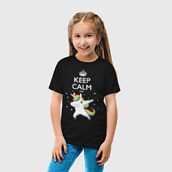 Футболка хлопковая детская Keep Calm & Dab Unicorn, цвет: черный — фото 2