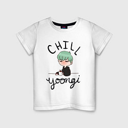 Футболка хлопковая детская Chill Yoongi, цвет: белый