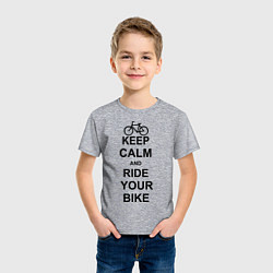 Футболка хлопковая детская Keep Calm & Ride Your Bike, цвет: меланж — фото 2