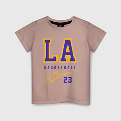 Футболка хлопковая детская Lebron 23: Los Angeles, цвет: пыльно-розовый