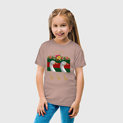 Футболка хлопковая детская GUSSI: Flowers Style, цвет: пыльно-розовый — фото 2