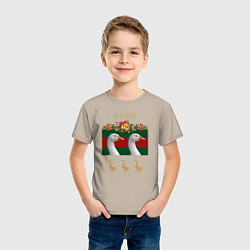 Футболка хлопковая детская GUSSI: Flowers Style, цвет: миндальный — фото 2