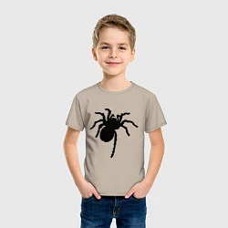 Футболка хлопковая детская Черный паук, цвет: миндальный — фото 2