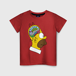 Футболка хлопковая детская Мозг Гомера, цвет: красный