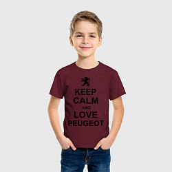 Футболка хлопковая детская Keep Calm & Love Peugeot, цвет: меланж-бордовый — фото 2