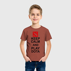 Футболка хлопковая детская Keep Calm & Play Dota, цвет: кирпичный — фото 2