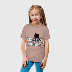 Футболка хлопковая детская Russian hockey, цвет: пыльно-розовый — фото 2